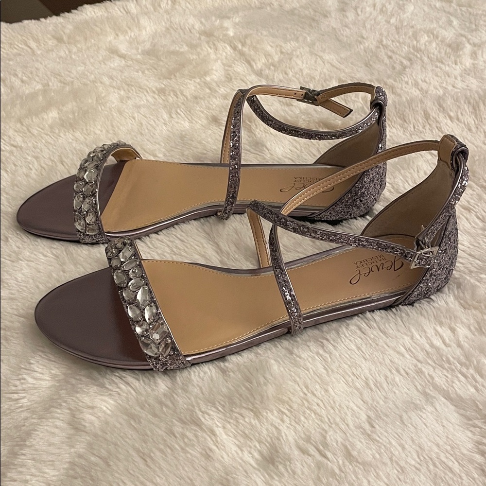 Jewel Badgley Mischka Osome Glitter Sandal Size 10 - Picture 6 of 13
